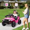 12V Kids Ride-on Truck for Ages 3-8 Toddler Electric Vehicle with Parent Remote Control, 2 Speeds & 4-Wheel Spring Suspension, Steering Wheel Music & LED Lights view 4