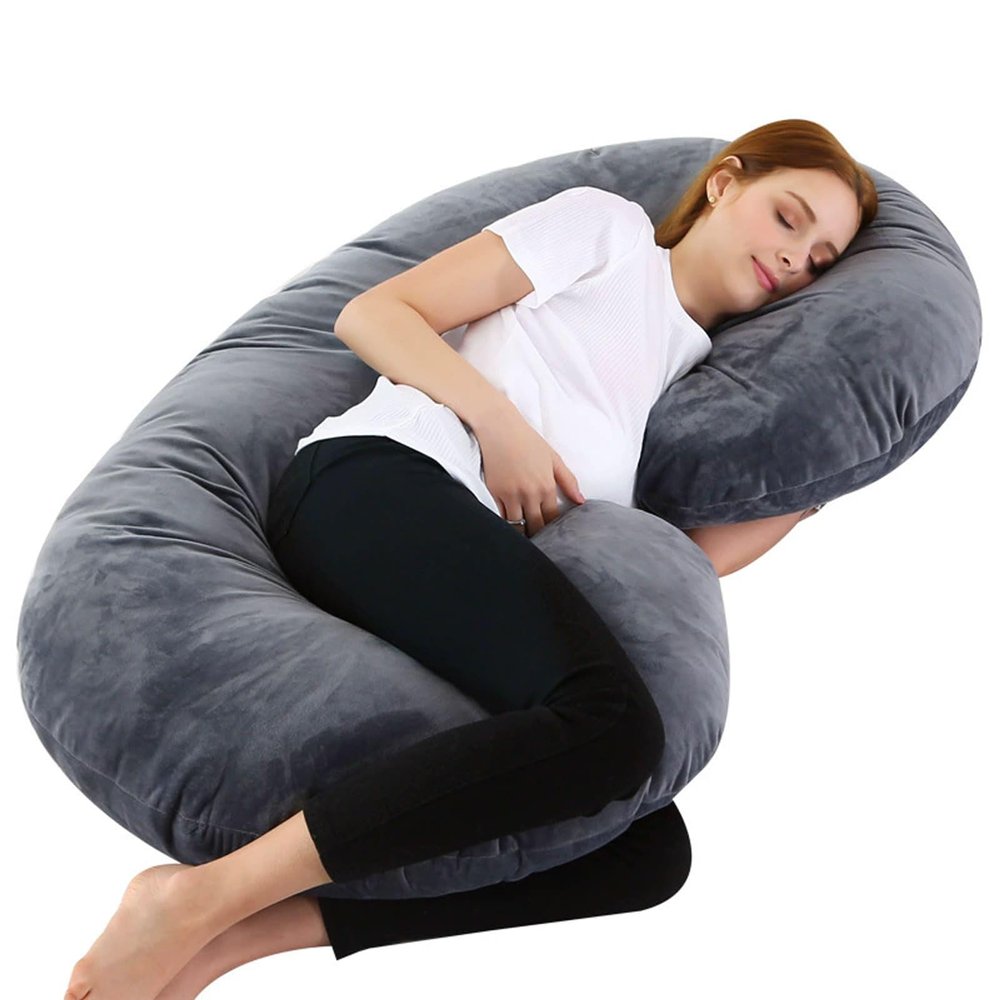 HUHJYUGE C Shaped Pregnancy Pillow for Side Sleepers, Full Body Maternity Pillow for Back and Belly Support, Nursing Cushion for Pregnant Women, Body Pillow for Comfortable Rest (2)