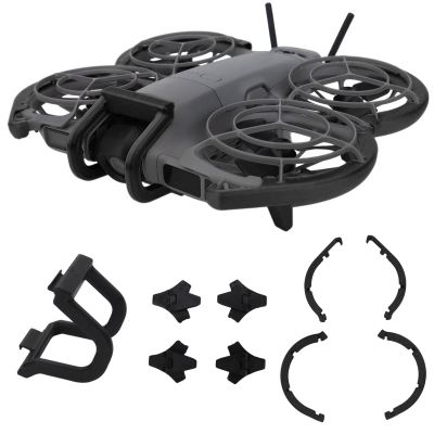3 in 1 Anti-Collision Protection Accessories Kit for DJI Neo 2, Gimbal Bumper Guard + Propeller Guard Protector + Landing Gear for DJI Neo 2 Drone Protective Cover Accessories (Black)