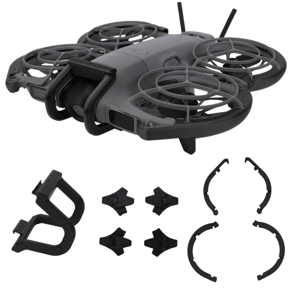 3 in 1 Anti-Collision Protection Accessories Kit for DJI Neo 2, Gimbal Bumper Guard + Propeller Guard Protector + Landing Gear for DJI Neo 2 Drone Protective Cover Accessories (Black)