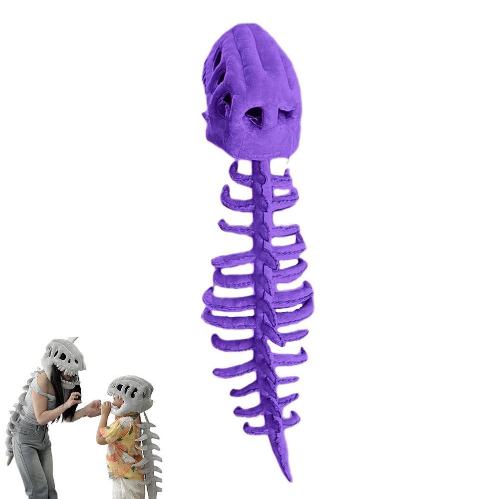 3D Dinosaur Skeleton Costume, Realistic Halloween T-Rex Outfit with Flexible Spine, Themed Cosplay Props (C-Adult+ Child Set)