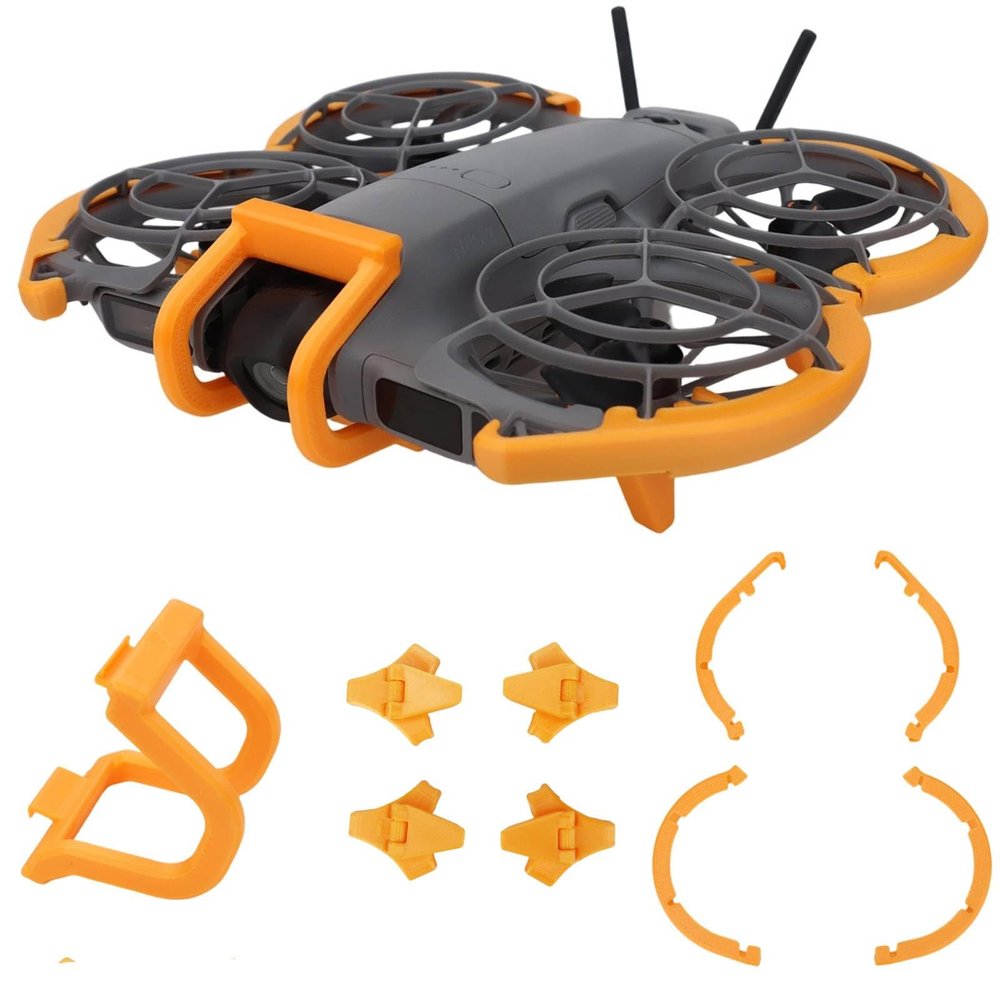 3 in 1 Anti-Collision Protection Accessories Kit for DJI Neo 2, Gimbal Bumper Guard + Propeller Guard Protector + Landing Gear for DJI Neo 2 Drone Protective Cover Accessories (Orange)