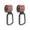 2pcs PU Leather Baby Bag Stroller Hook Rotatable Cart Organizer Pram Hook Pram Rotate 360 Degree Stroller Accessories(Brown 2pcs) view 1
