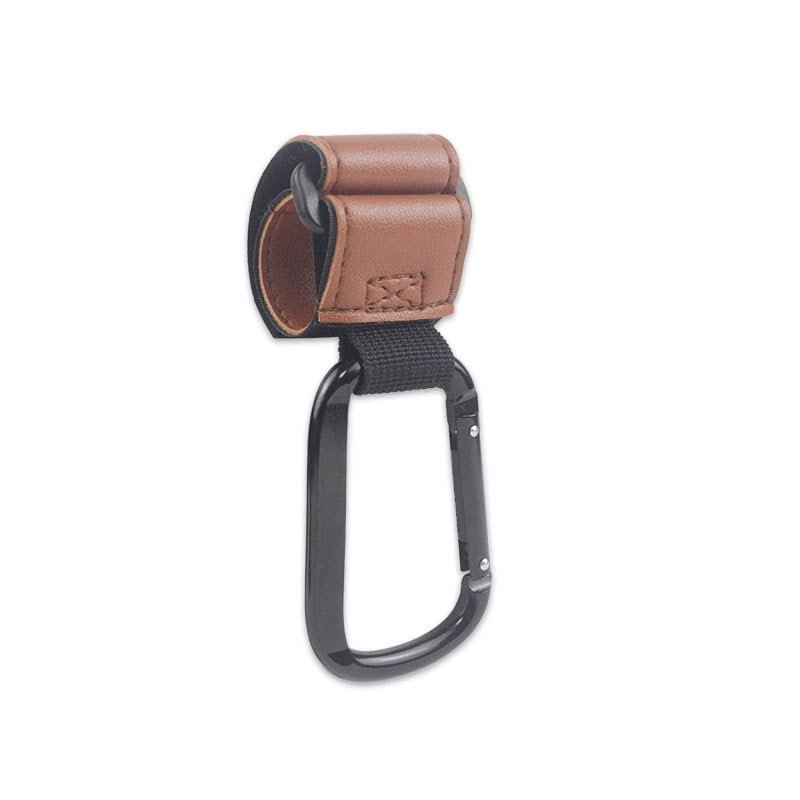 1/2pcs Baby Stroller Hooks Multifunctional Leather Aluminum Alloy Hook Portable Infant Carriage Hook Stroller Accessories(Brown-1Pcs)