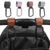 1/2pcs Baby Stroller Hooks Multifunctional Leather Aluminum Alloy Hook Portable Infant Carriage Hook Stroller Accessories(Brown-1Pcs) view 2