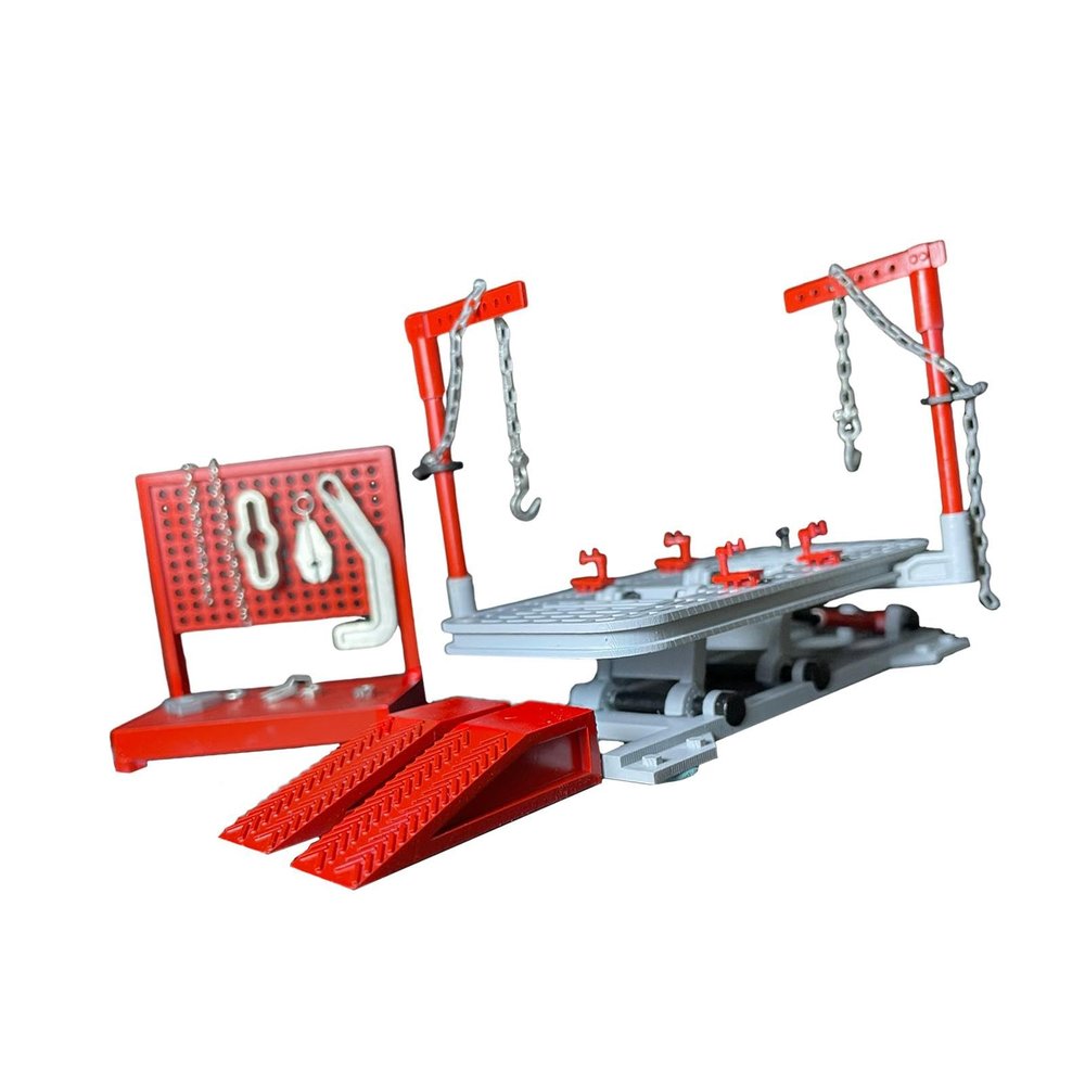 1/64 Garage Lift Kit Auto Repair Tool Model Miniature Garage DIY Car Repair Shop Scene
