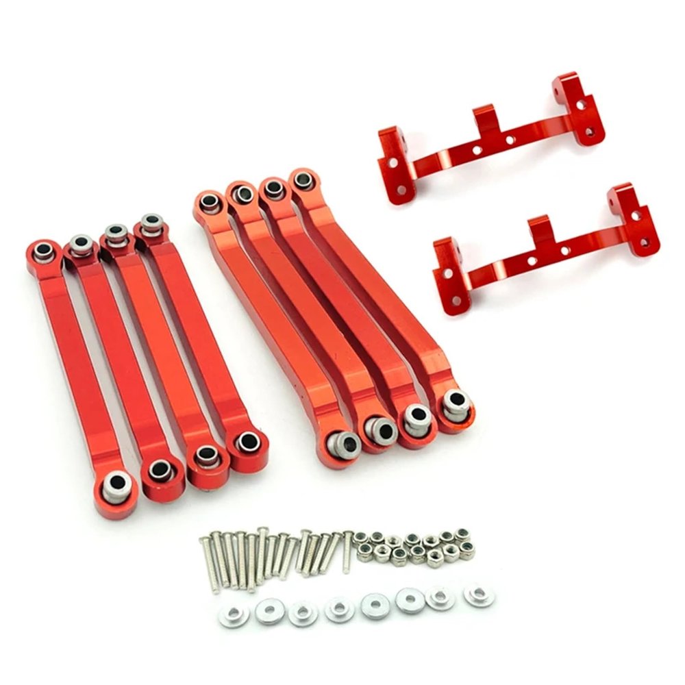 8pcs Metal Chassis Pull Rods Link Suspension Tie Rod For MN D90 D91 D96 D99 D99S for MN90 1/12 RC Car Parts confident(Red with seat)