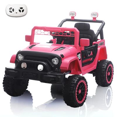 YMYCERS 12V Kids Car, 4x4 Electric Car for Kids with Remote Control, LED Lights & Music, Off-Road Ride On Toy Car Gift for Boys Girls 3+ Years Old (Pink)