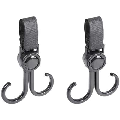 2pcs Baby Stroller Hook Rotatable Two Hooks Multifunctional Portable Plastic Hook Shopping Prop Strollers Accessories