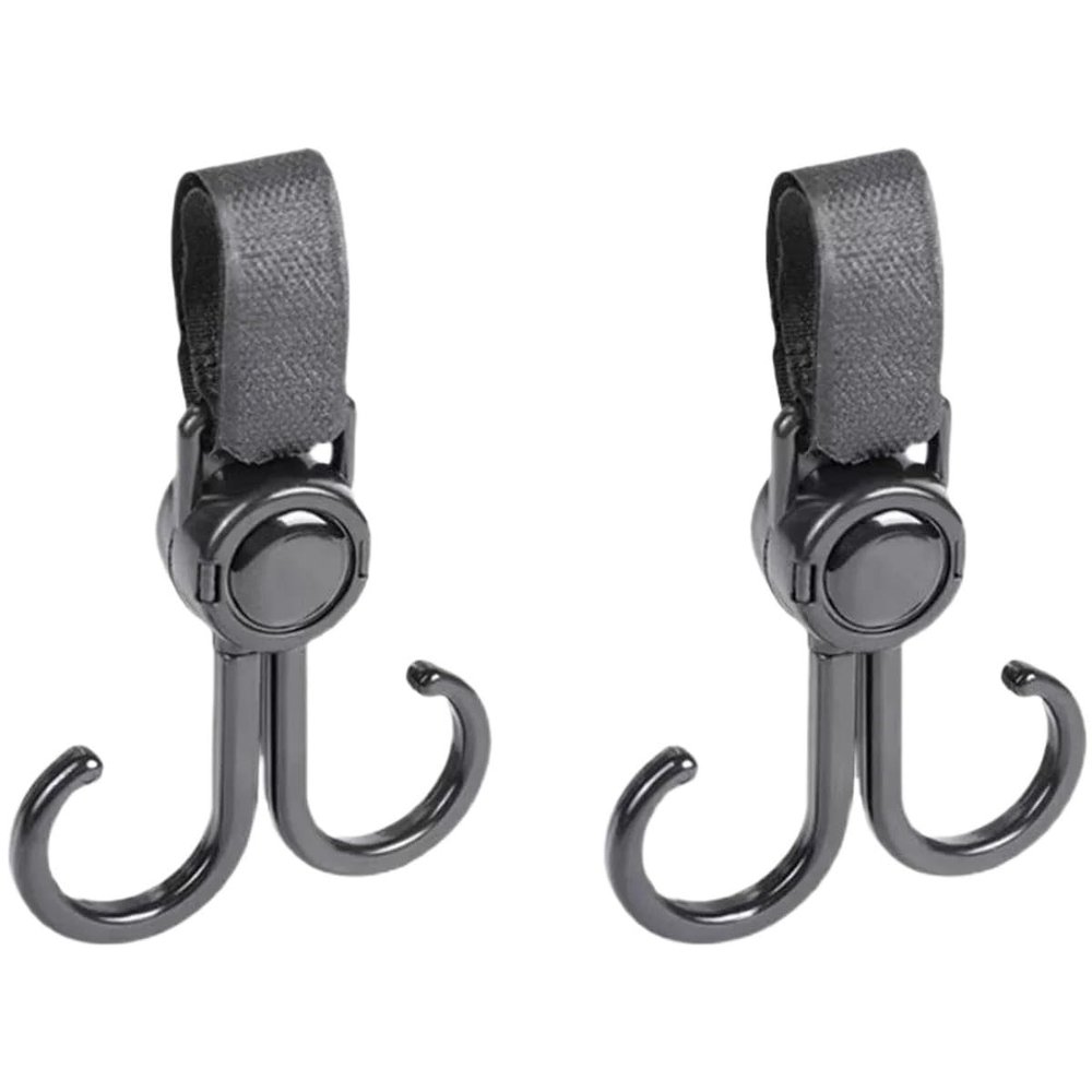 2pcs Baby Stroller Hook Rotatable Two Hooks Multifunctional Portable Plastic Hook Shopping Prop Strollers Accessories