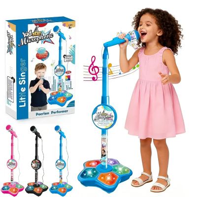 Kid Star Microphone, The All-in-One Microphone Toy, Kids Microphones with Stand, Karaoke Machine with Speaker, Lights, Music & Echo Effects, Karaoke Machine for Kids, Christmas Birthday Gift (Blue)