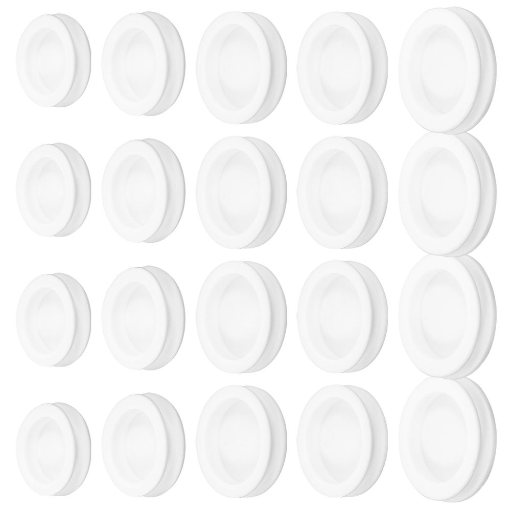 DIYEAH Universal Silicone Piggy Bank Plugs - 20pcs Money Jar Stoppers, Replacement Seal for Ceramic Coin Banks & Savings Jars, Assorted Sizes (White)