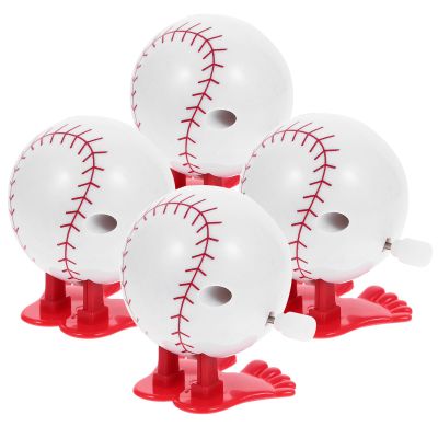 Wakauto 4Pcs Wind-up Sports Ball Plastic Clockwork Playthings Bounce Balls for Party Favors and Decoration