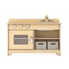 Guidecraft EdQ Kids Kitchen Stove, Sink and Oven Set - Natural: Wooden Montessori Kids Kitchen Playset, Pretend Play Toy w/Realistic Knobs, Storage Shelves & Bins for Dramatic Play Accessories view 2