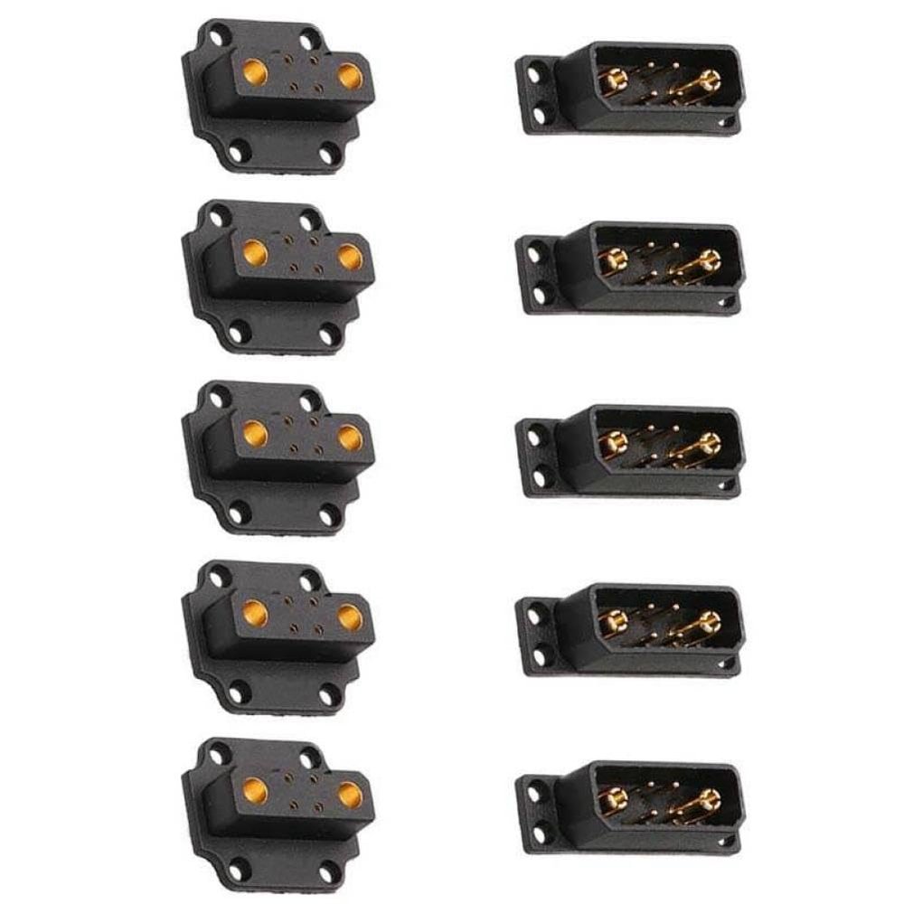 5 Pairs JX4 Servo Connectors Brass Plated Plugs Current Socket Compatible with VTOL Model Accessories for RC Turbojet Drone DIY