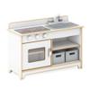 Guidecraft EdQ Kids Kitchen Stove, Sink and Oven Set - White: Wooden Kids Kitchen Playset, Pretend Play Toy w/Interactive Knobs, Faucet, Storage Shelves & Bins for Dramatic Accessories view 1