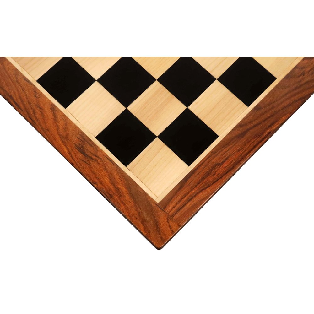 21" Large Ebony & Maple Wood Chessboard 55 mm Square - Golden Rosewood Borders