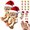 Christmas Shaking Wooden Man Figurine, Charming Little Wooden Figure That Sways with 12pcs Magnetic Expressions, Funny Shaking Wood Man with Santa Hat, Christmas Car Ornaments Dashboard Accessories view 1