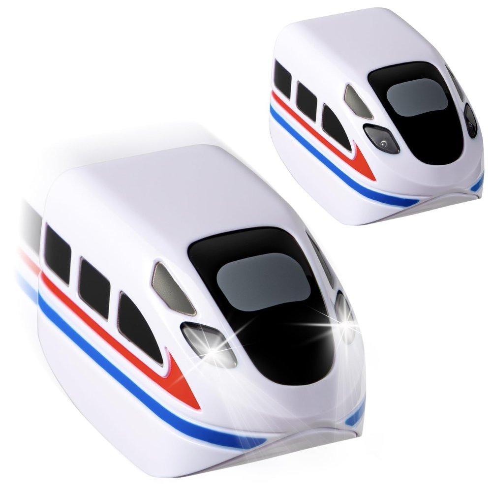 2-Pack Replacement Electric Train Cars, USB Rechargeable Add-On to Electric Train Set & Train Set Flexible Track, Not Standalone, Tracks & Cable Not Included (2PC-White)