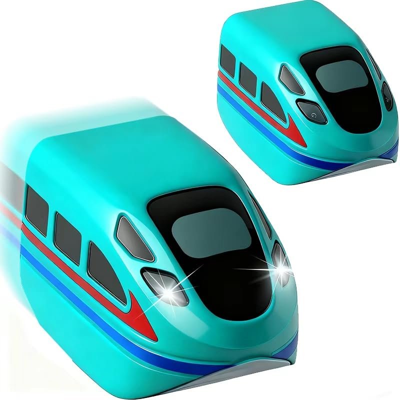 2-Pack Replacement Electric Train Cars, USB Rechargeable Add-On to Electric Train Set & Train Set Flexible Track, Not Standalone, Tracks & Cable Not Included (2PC-Green)