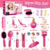 Toylink Hair Salon Toys for Girls, 21 Pcs Pretend Play Toys Hair Styling Set with Sound and Light Blow Dryer & Hair Gem Accessories, Beauty Kids Salon Playset Birthday Gifts for Toddlers 3 4 5 6 7 8+ view 2