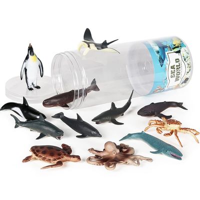 ASHATA Sea Animal Toys Ocean Toy Playsets for Kids 12Pcs Plastic Animal Figurines Educational Sea Lovers Garden Decoration Gift School Projects (Color)