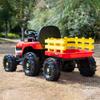 24V Powered Ride On Tractor with Trailer, 6-Wheel Electric Farm Vehicle, 2x200W Motors, Remote Control, Bluetooth Music, LED Lights, 3-Speed, Gift for Boys Girls, Red view 2