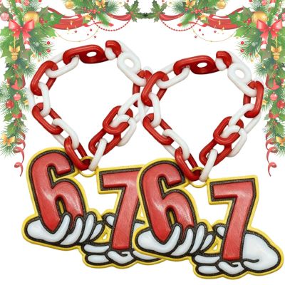 3D Printed Elf 67 Chain, Holiday Elf 67 Accessories, Versatile Red & White Playful Cartoon-Style, Fun Christmas Decoration (C)