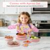 Gotoofun Kids Cooking Set Real for Ages 8-12, Real Montessori Mini Kitchen Tools with Stove Burner & Safe Knife, Easy Educational Cooking Toys for Boys & Girls Beginner  Pink view 2