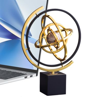 Rotating Globe For Desk - Modern Abstract Art Decor, Metal Globe Ornament Sculpture, Contemporary Home Desk Display | Globes Decor, For Living Room Study Room Office Desks TV Cabinet