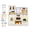 Costzon Kids Play Kitchen, Wooden Toy Kitchen Playset w/Ice Maker, Coffee Maker, Washing Machine, Curtain, Microwave & Oven, Pretend Toy Kitchen w/Storage for Boys and Girls Aged 3+ view 1
