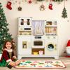 Costzon Kids Play Kitchen, Wooden Toy Kitchen Playset w/Ice Maker, Coffee Maker, Washing Machine, Curtain, Microwave & Oven, Pretend Toy Kitchen w/Storage for Boys and Girls Aged 3+ view 2