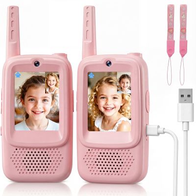 Video Walkie Talkies for Kids, 2 Pack Rechargeable Video Intercom Kids Walkies Talkies with HD Camera & Voice, Indoor Outdoor Games,Camping, Hiking for Boys Girls 3-12