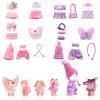 10 Sets 3in/7.5-8cm Doll Clothes Outfits, Including Tiny Tops Skirts Pants Hats Scarfs Wings Small Doll Fashion Accessories Mini Baby Costume for Display & Decoration (Pink, Purple) view 1