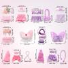10 Sets 3in/7.5-8cm Doll Clothes Outfits, Including Tiny Tops Skirts Pants Hats Scarfs Wings Small Doll Fashion Accessories Mini Baby Costume for Display & Decoration (Pink, Purple) view 2