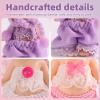 10 Sets 3in/7.5-8cm Doll Clothes Outfits, Including Tiny Tops Skirts Pants Hats Scarfs Wings Small Doll Fashion Accessories Mini Baby Costume for Display & Decoration (Pink, Purple) view 4