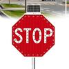 30in Solar Powered LED Traffic Warning Sign - IP65 Waterproof Stop Light Road Sign for Schools, Shopping Malls & Outdoor Use - Bright LED Safety Signage view 1