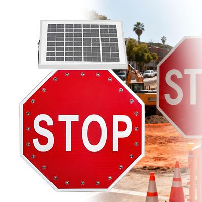 24in Solar Powered LED Flashing Stop Sign for Crossroads, Construction, Mountain & Main Roads - Safety Traffic Sign, 1 Piece
