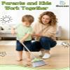 Toddler Cleaning Toy Set-28'' Kids Mini Broom with Dustpan & Mop, Toddler Household Helper, Parent-Child Interactive Play Cleaning Tool, Cute Cartoon Design, Small Safe Corner Broom (Green) view 2