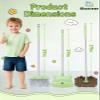 Toddler Cleaning Toy Set-28'' Kids Mini Broom with Dustpan & Mop, Toddler Household Helper, Parent-Child Interactive Play Cleaning Tool, Cute Cartoon Design, Small Safe Corner Broom (Green) view 3