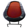 lafengyan 73 Inch Foldable Oval Poker Table for 8 Players  Red Wood Gaming Table with Vinyl Padded Rails, 8 Cup Holders & Stainless Steel Legs view 3