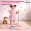 Toddler Cleaning Toy Set -28'' Kids Mini Broom with Dustpan & Mop, Toddler Household Helper, Parent-Child Interactive Play Cleaning Tool, Cute Cartoon Design, Small Safe Corner Broom (Pink) view 4