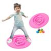wangdahua Balance Board for Kids, Children's Labyrinth Wobble Board with 5 Balls, Rocking Seesaw for Autism Kids Sensory Balance Training, Indoor Play Equipment, Grooves Bottom More Safer,Pink view 1