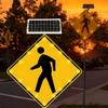 Solar LED Pedestrian Crossing Sign, 30" Aluminum Road Warning Sign, Solar-Powered Flashing Traffic Signal, Rust-Proof Metal Frame for Safety, High Visibility view 1