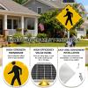 Solar LED Pedestrian Crossing Sign, 30" Aluminum Road Warning Sign, Solar-Powered Flashing Traffic Signal, Rust-Proof Metal Frame for Safety, High Visibility view 3