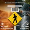 Solar LED Pedestrian Crossing Sign, 30" Aluminum Road Warning Sign, Solar-Powered Flashing Traffic Signal, Rust-Proof Metal Frame for Safety, High Visibility view 4