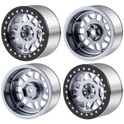 4PCS Aluminium 2.6" Beadlock Wheel Rim Upgrades for 1/10th RC Monster Crawler Truck Car (Titanium)