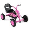 Costzon Go Kart for Kids, 4 Wheel Toddler Ride On Pedal Car with Steering Handlebars, Adjustable Seat, Outdoor Off-Road Racer Kiddie Cart, Toy Car Gift for Boys Girls Aged 3+ (Pink) view 1