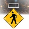 Solar Blinking Pedestrian Crossing Sign - 32in Engineering Grade Reflective Traffic Sign for Enhanced Street, Parking Lot & Community Safety - Flashing Crosswalk Alert System view 1