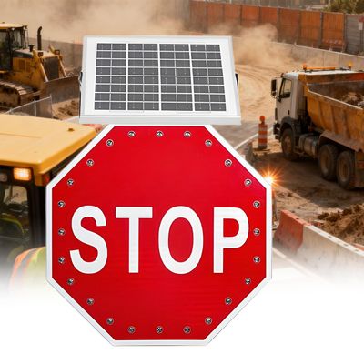 32in Aluminum Stop Signs - LED Blinking Reflective Traffic Warning Signs for Expressway, Railway, Street & Community - 2-Piece Set for Enhanced Safety